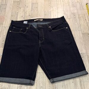 Levi’s Dark Indigo Rolled Hem Denim Shorts